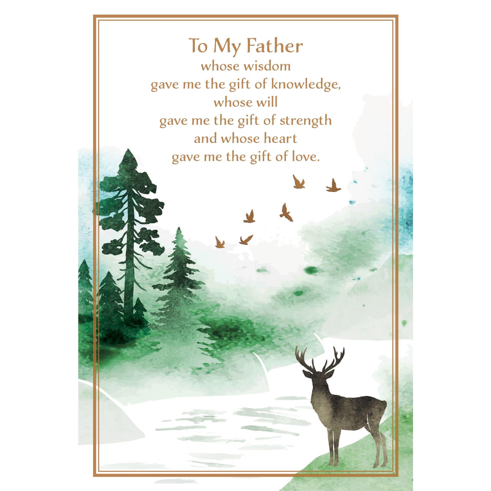Father's Day card featuring a deer in a forest scene, with natural woodland imagery and warm, inviting colors.